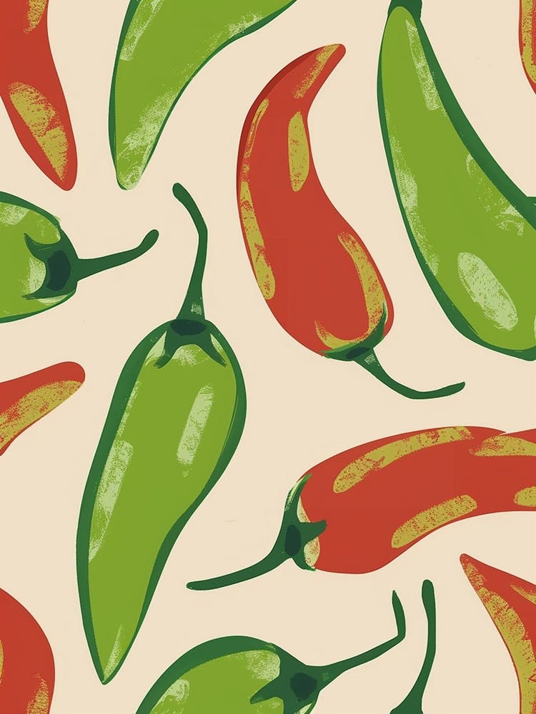 Red & Green Chilli Pattern Illustration 2