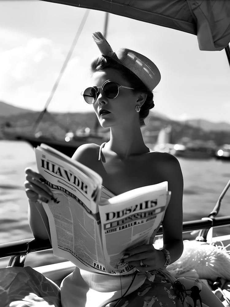Sailor Woman Reading Newspaper
