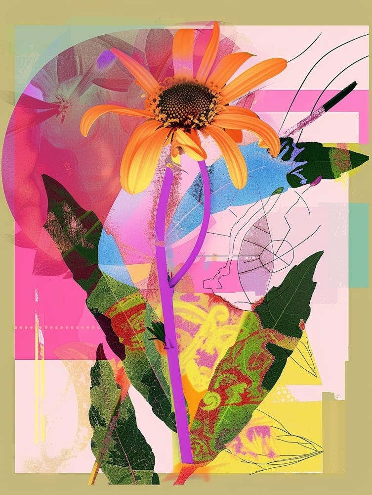 Daisy 1 Neon Flower Collage