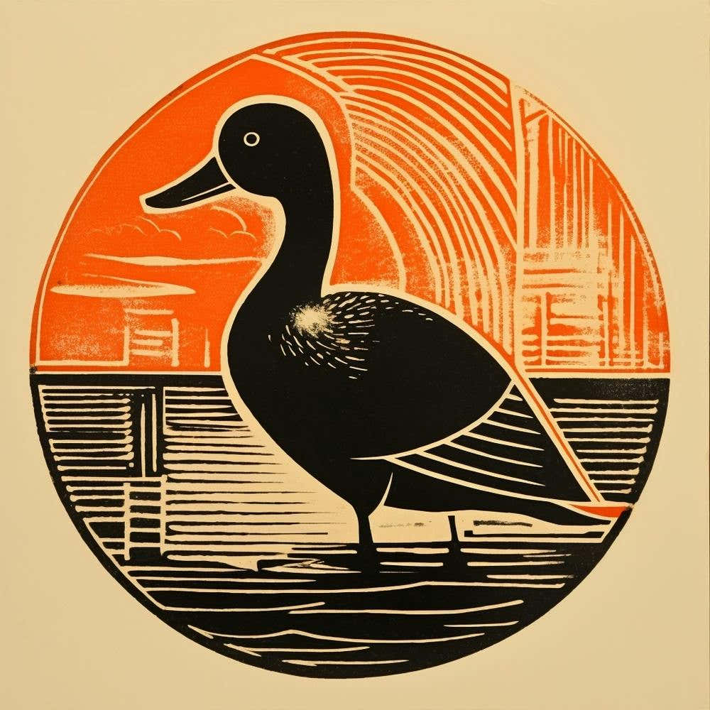 Retro Bird Lithograph Mallard Duck 1