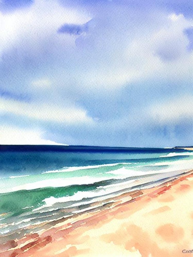 Fingal Bay Beach, Australia Watercolour