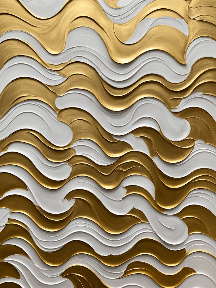 Gold And White Waves no3