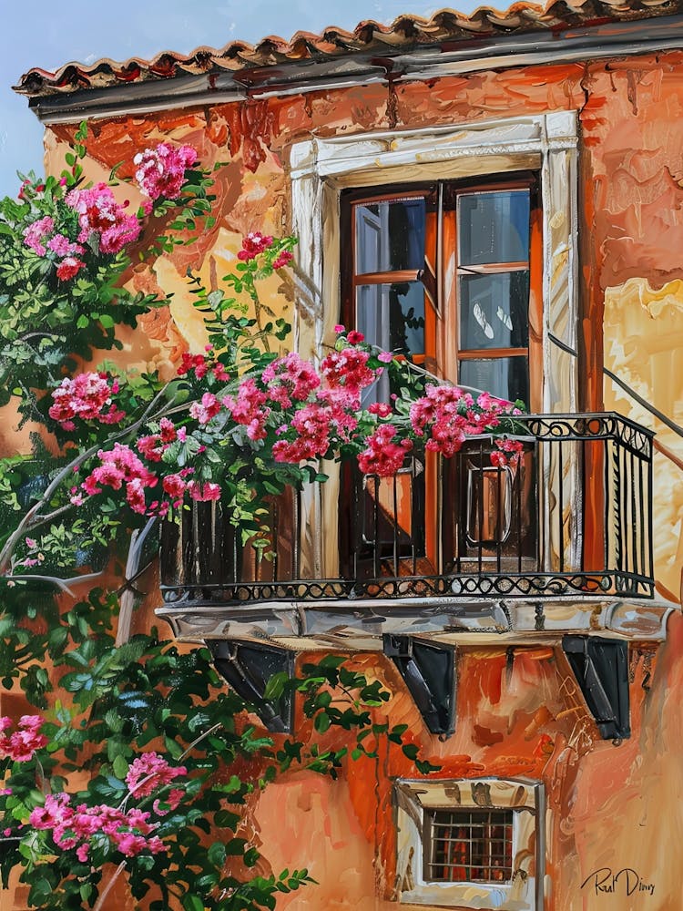 Balcony View Painting In Athens 3