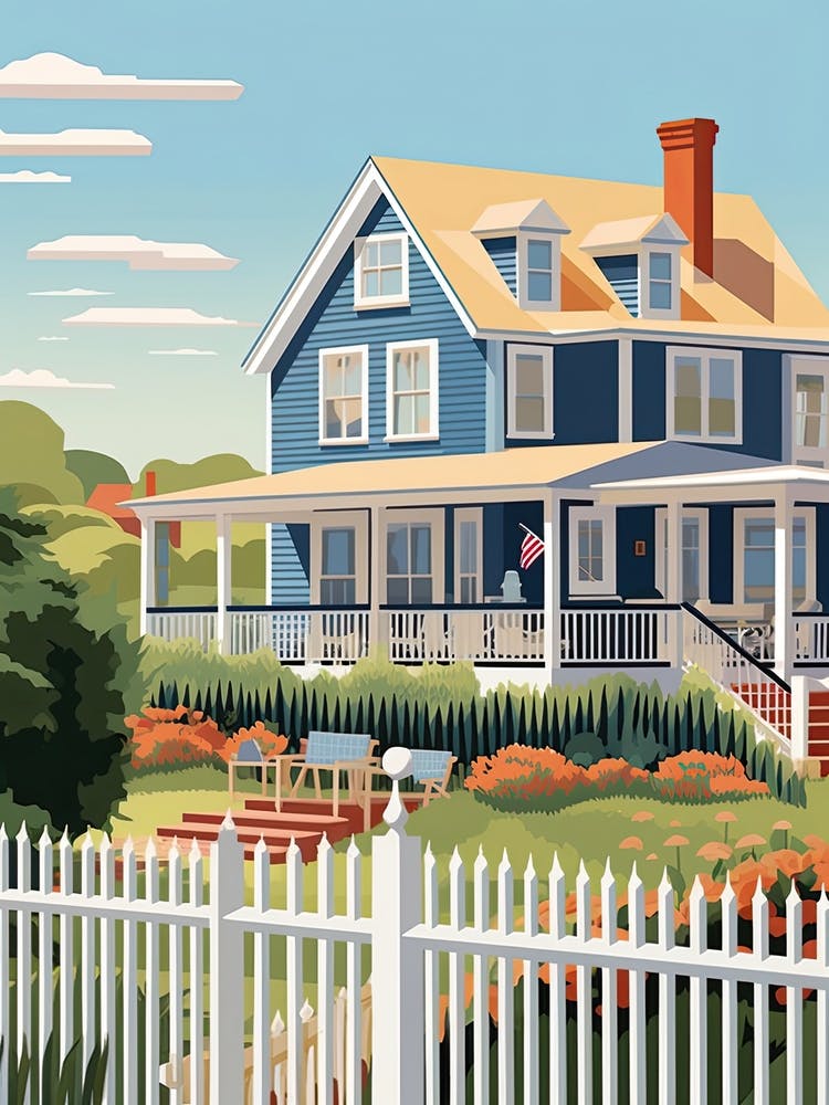The Hamptons New York, Usa, Graphic Illustration 4