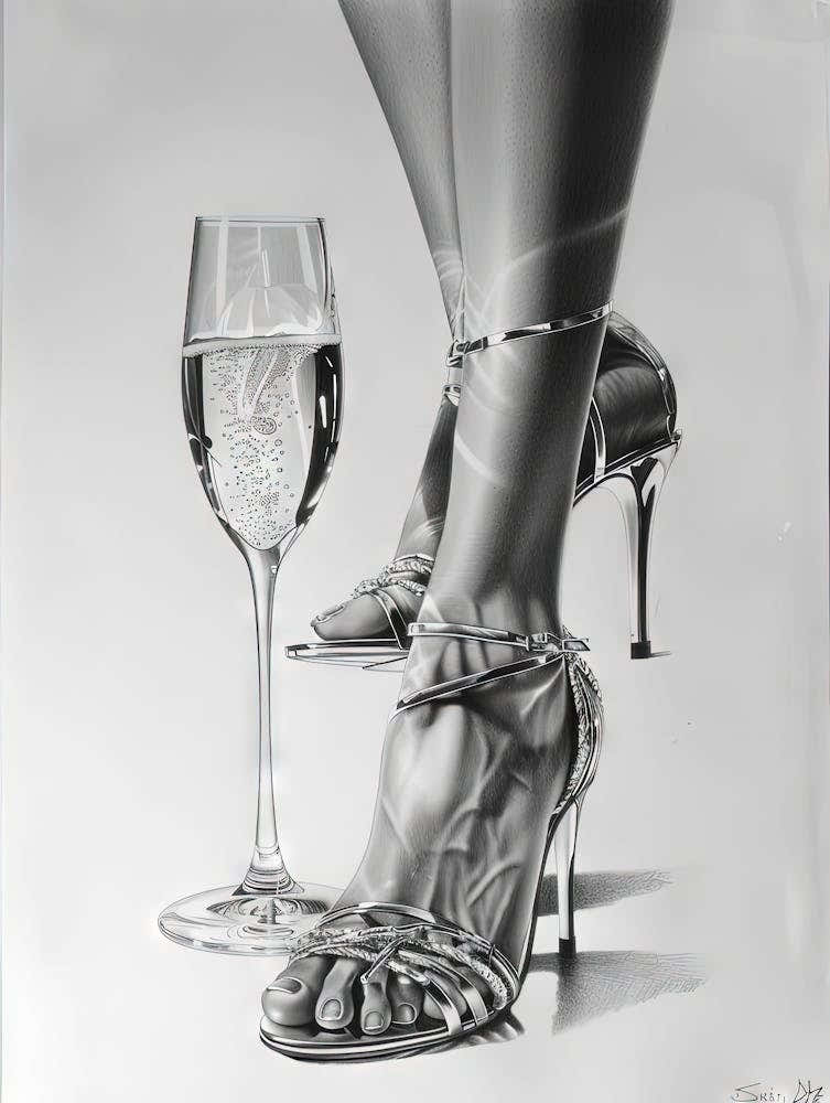 High Heels And A Glass Of Wine