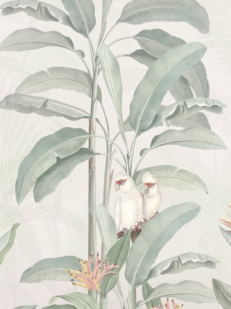 Vintage Tropical Jungle Birds Beige Ii