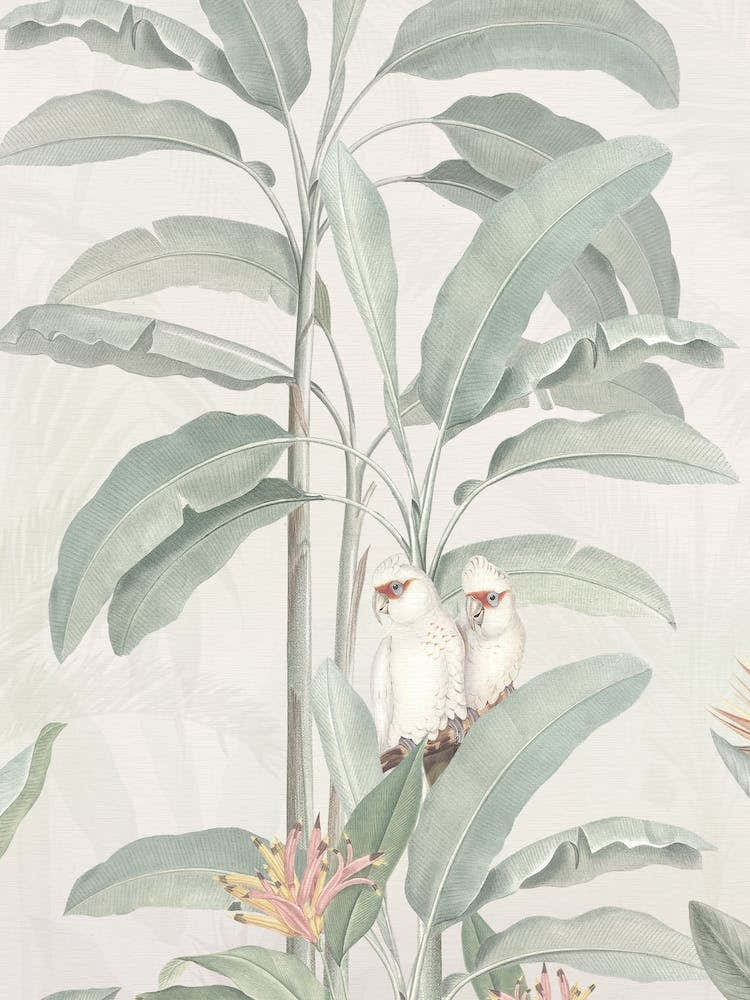 Vintage Tropical Jungle Birds Beige Ii