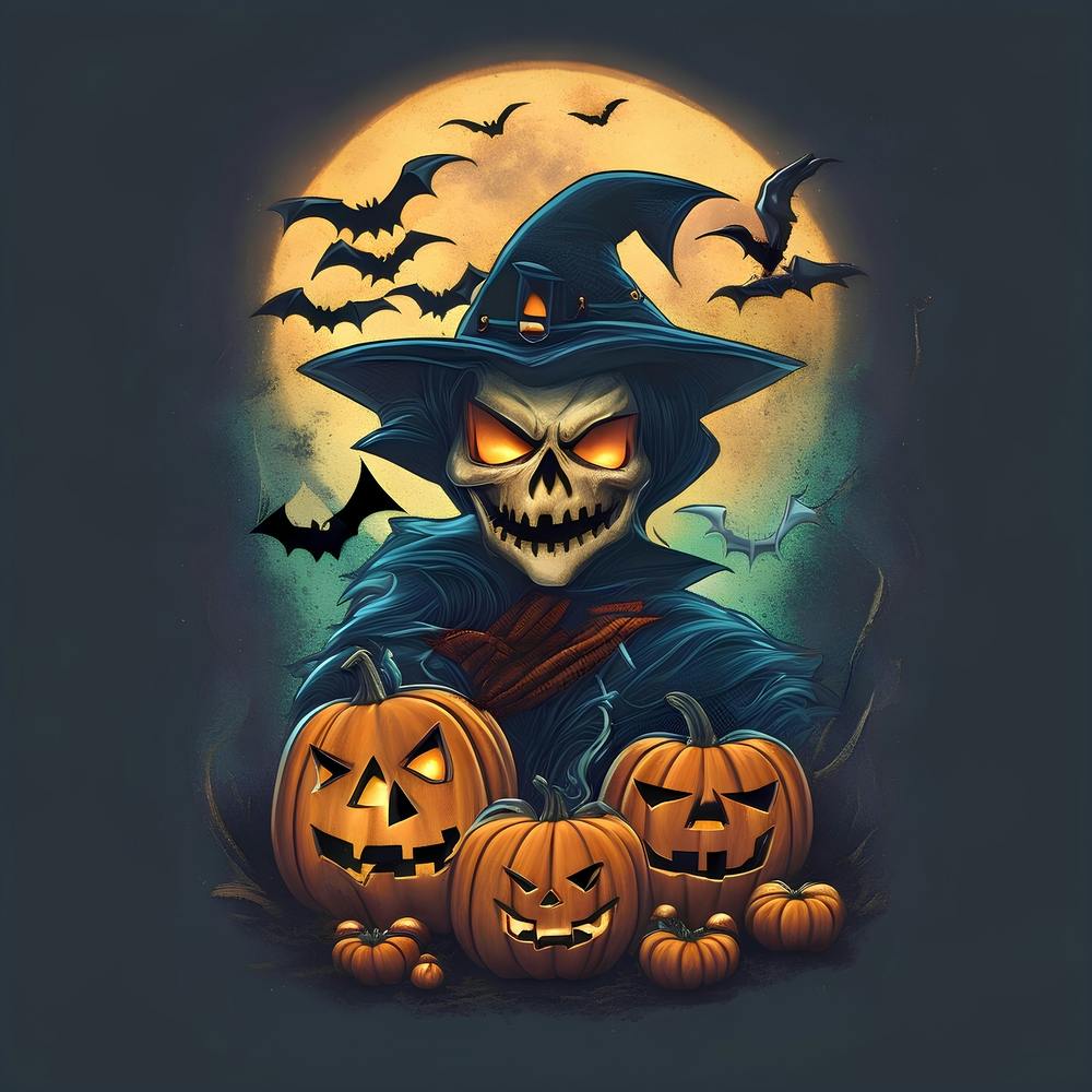 Halloween Witch With Pumpkins 5