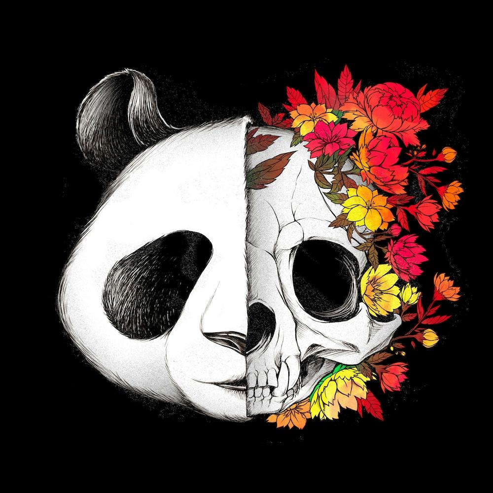 Panda Skull Rock Square