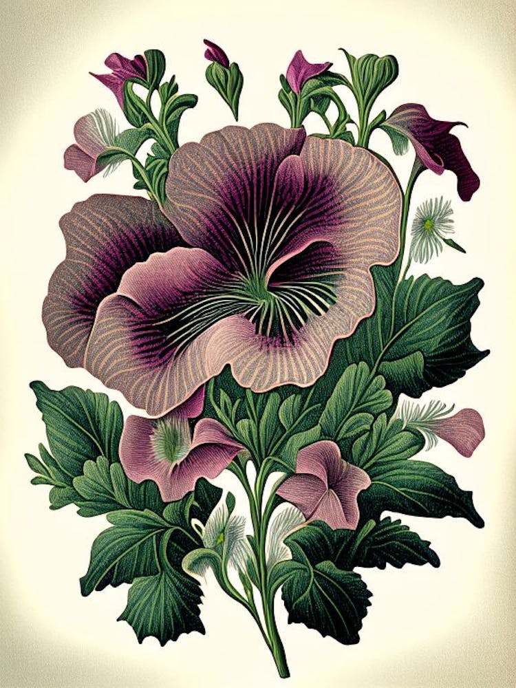 Petunia 3 Floral Botanical Vintage Poster Flower