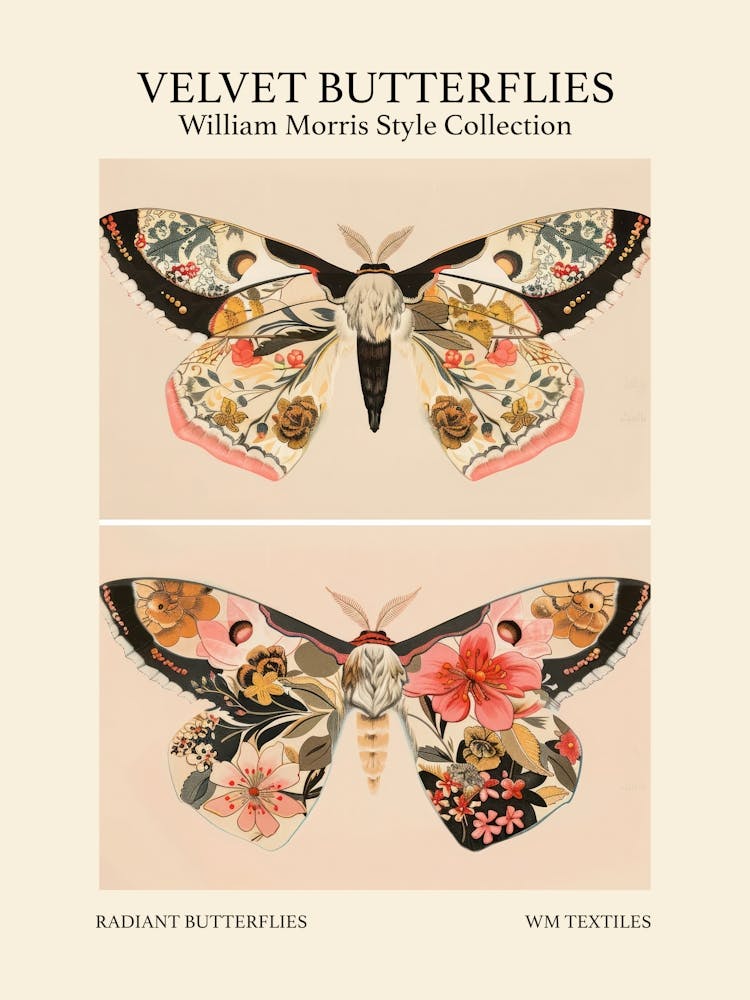 Velvet Butterflies Collection Radiant Butterflies William Morris Style 4