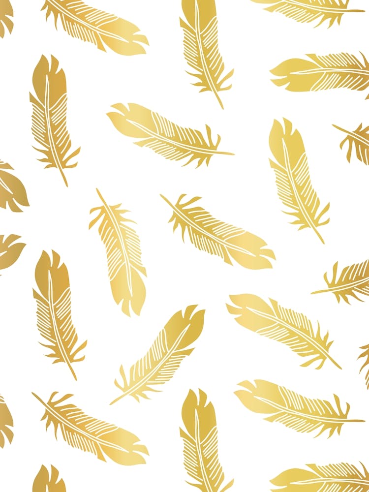 Scattered Western Faux Gold Metallic Gradient Feathers