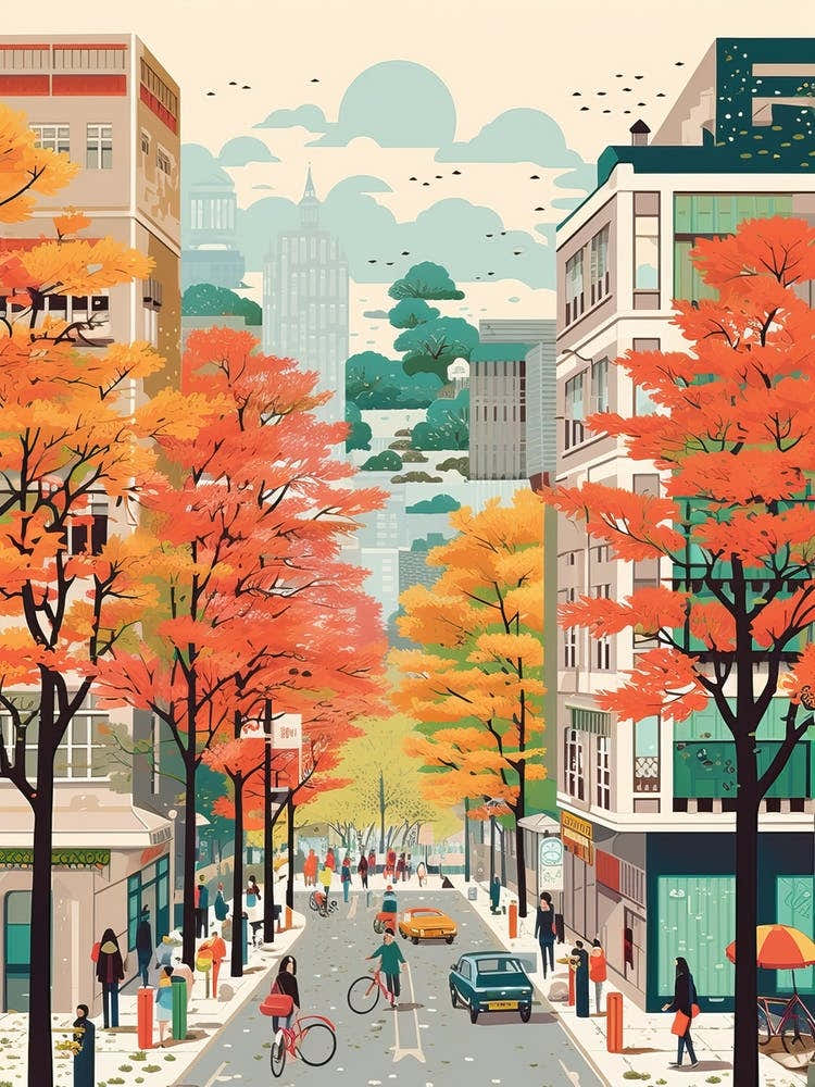 Tokyo In Autumn Fall Travel Art 4