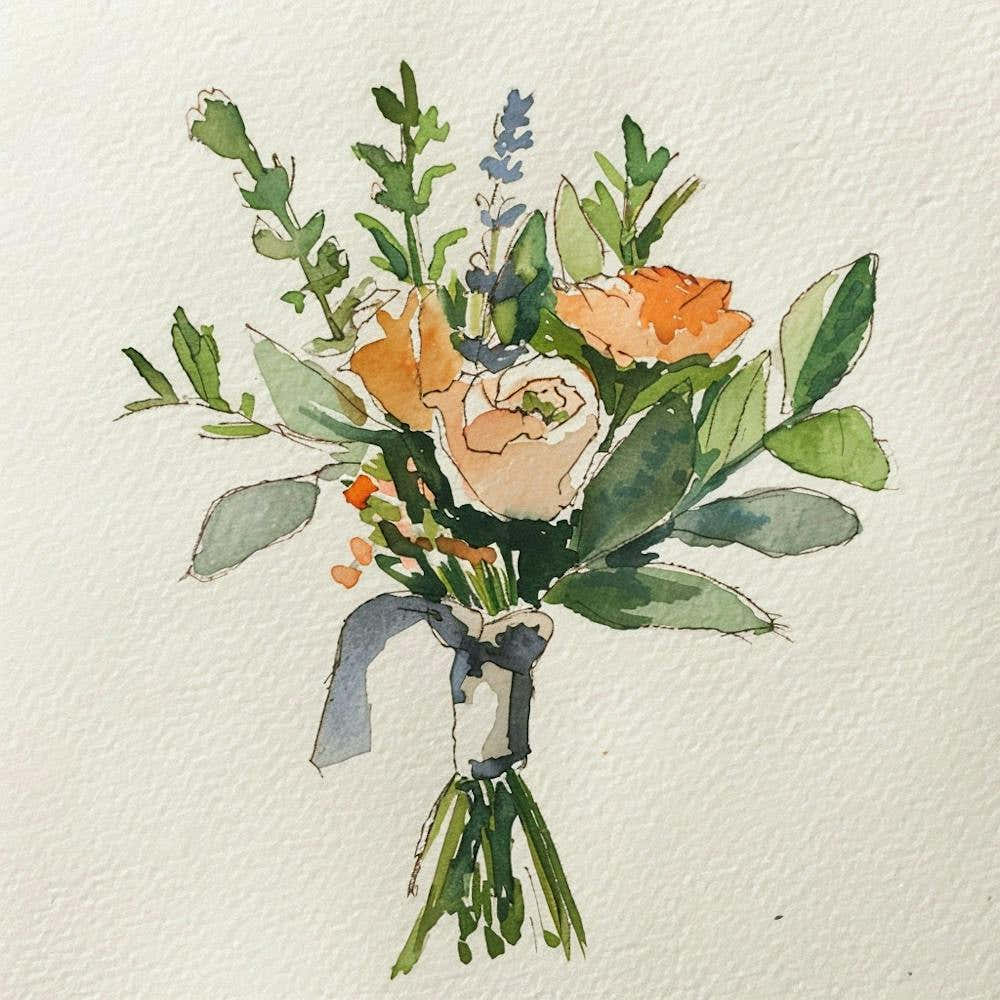 Watercolor Grooms Boutonniere