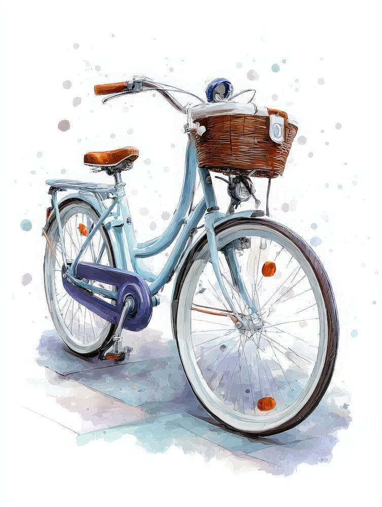 Aihrgdesign Isolated Watercolor Painting Of Vintage Bicycles 3