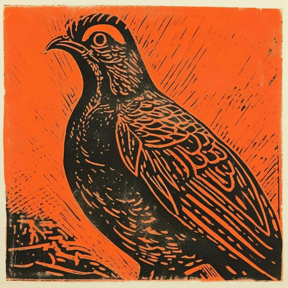 Retro Bird Lithograph Grouse 3