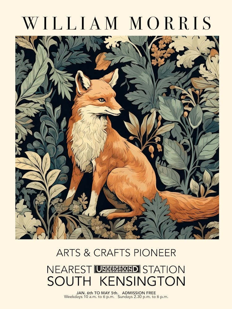 William Morris Print Exhibition Poster Fox Print