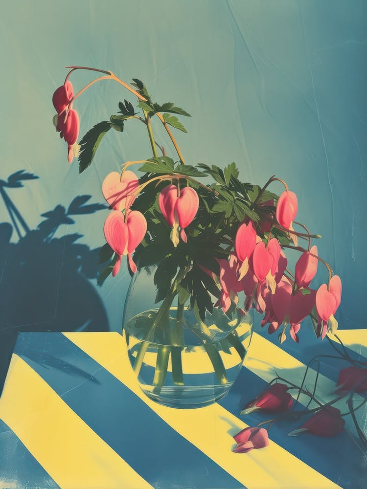 Bleeding Heart Flowers On A Table   Contemporary Illustration 3