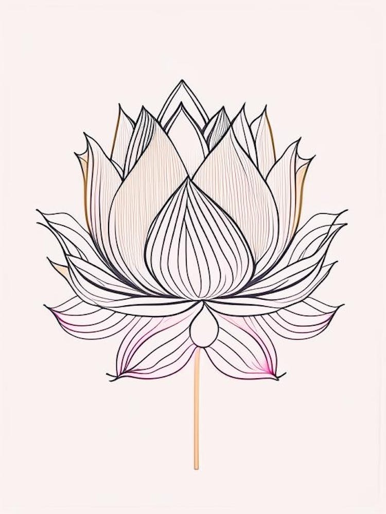 Lotus Flower Pattern Minimal Line Drawing 2