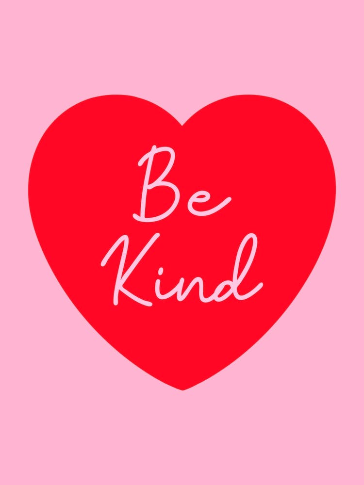 Be Kind Red Heart on Pink