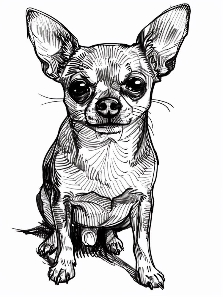 Chihuahua Dog Line Sketch 2