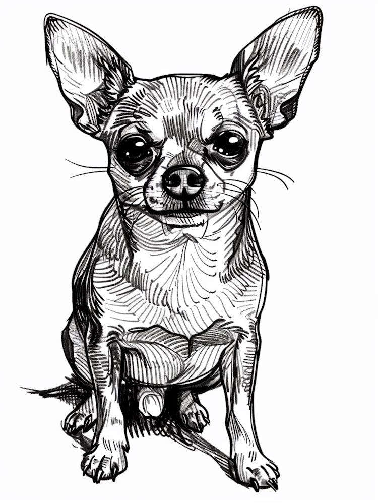 Chihuahua Dog Line Sketch 2