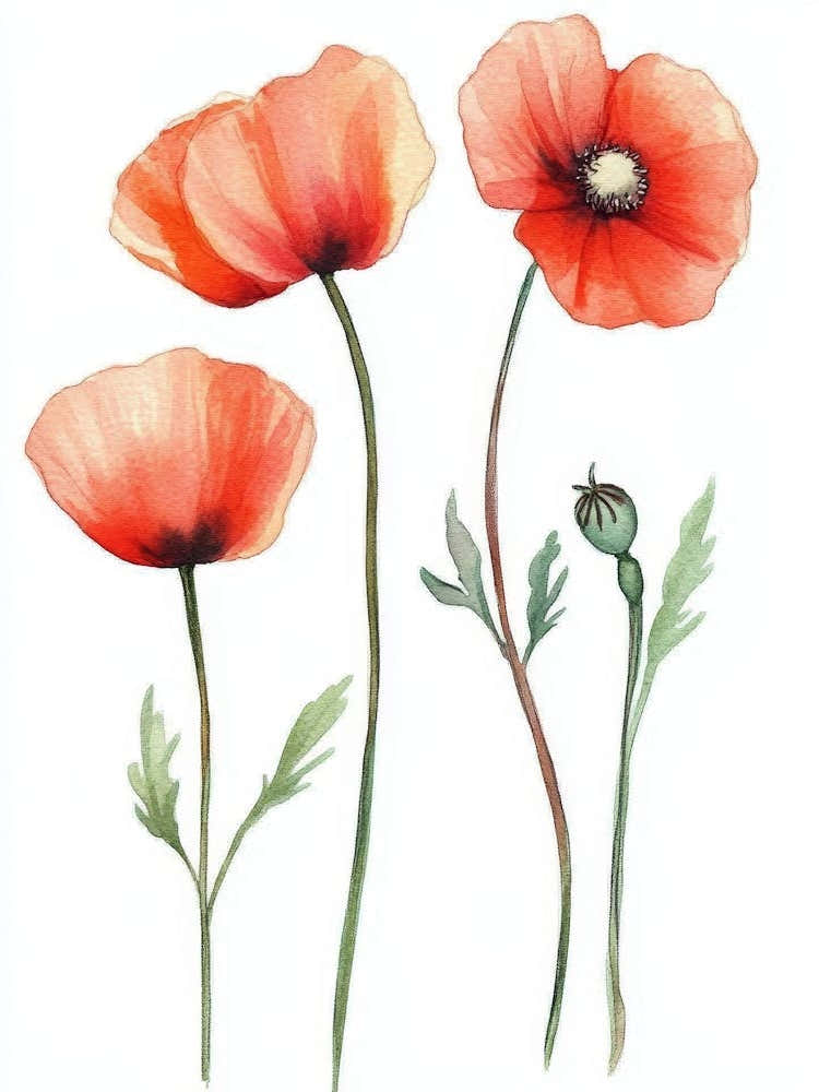 Watercolor Poppies 1