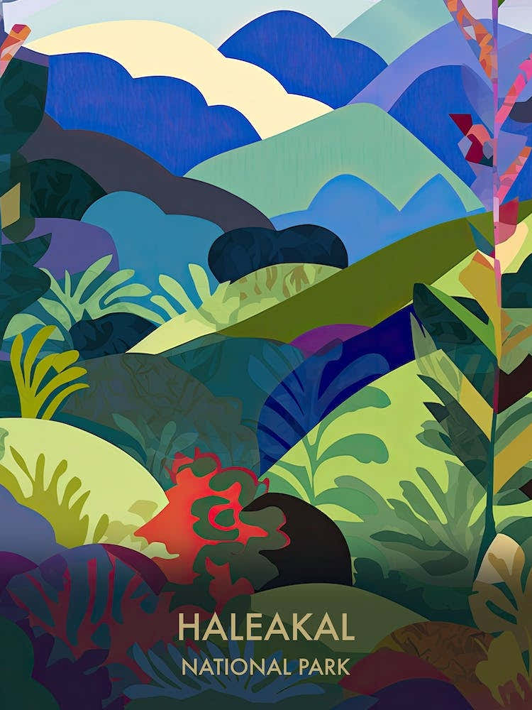 Haleakal National Park Travel Poster Matisse Style