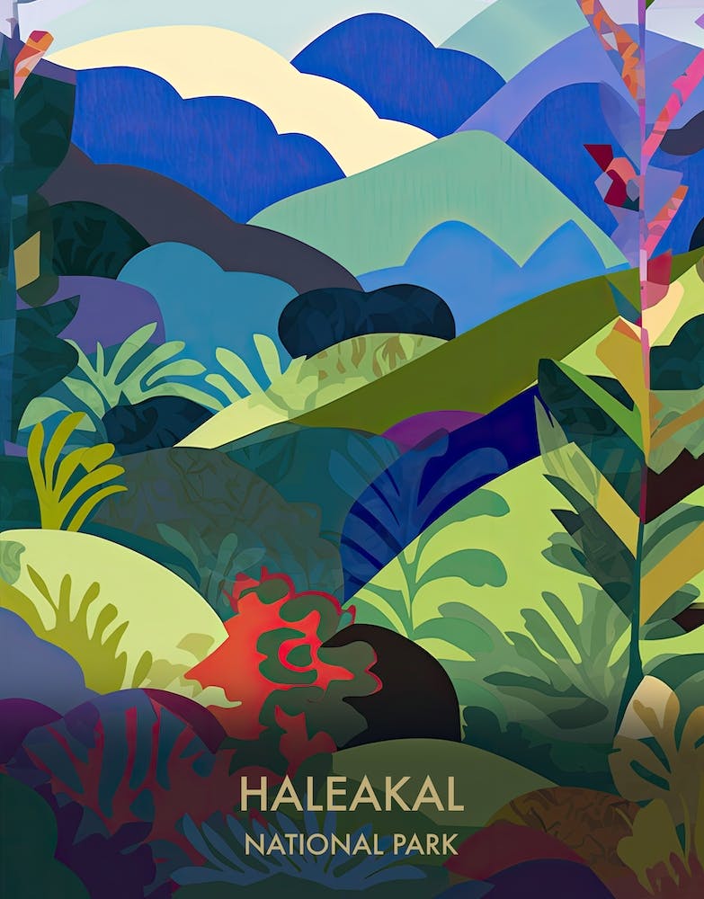 Haleakal National Park Travel Poster Matisse Style