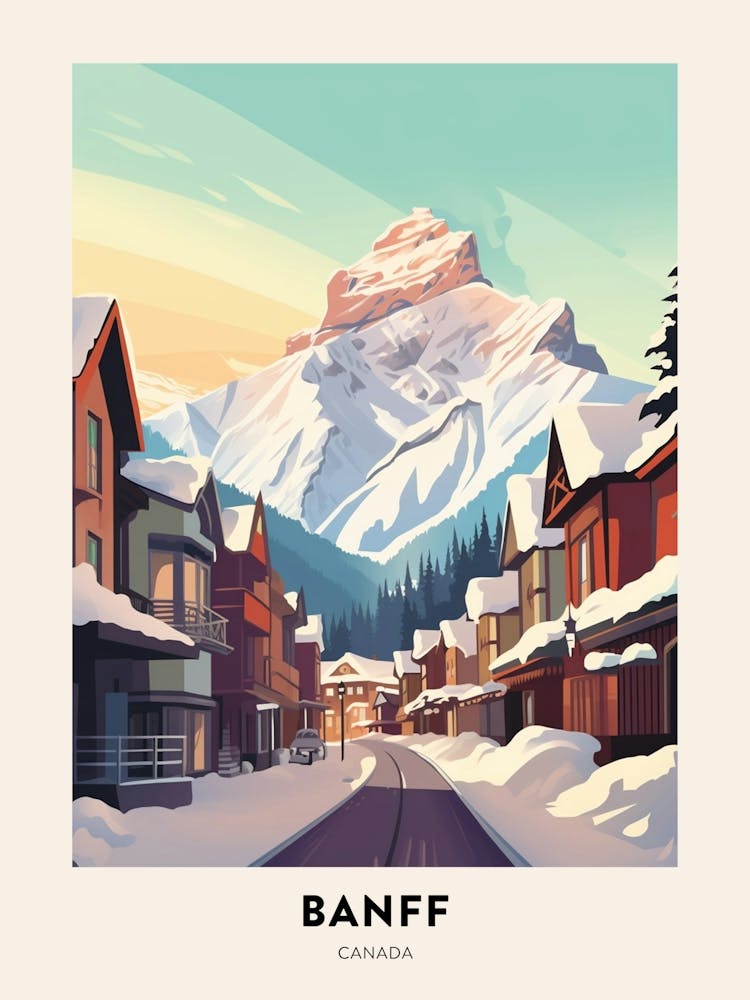 Vintage Winter Travel Poster Banff Canada 1