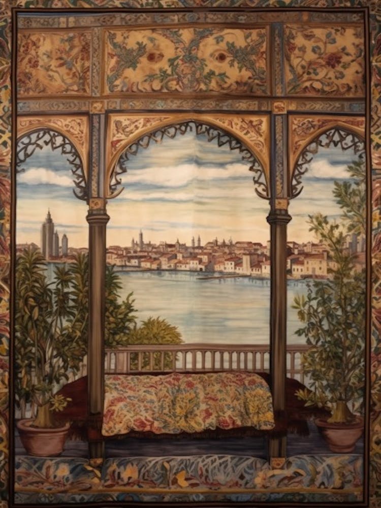 A Window View Of Venice In The Style Of Art Nouveau 4