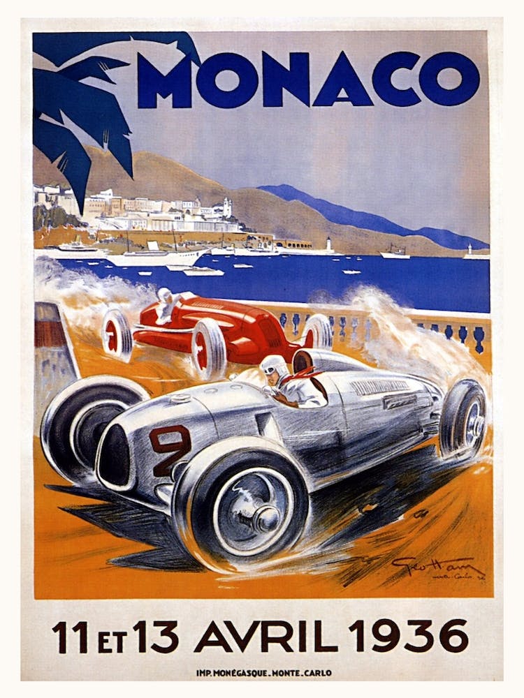 Vintage Monaco Automobile Race Poster