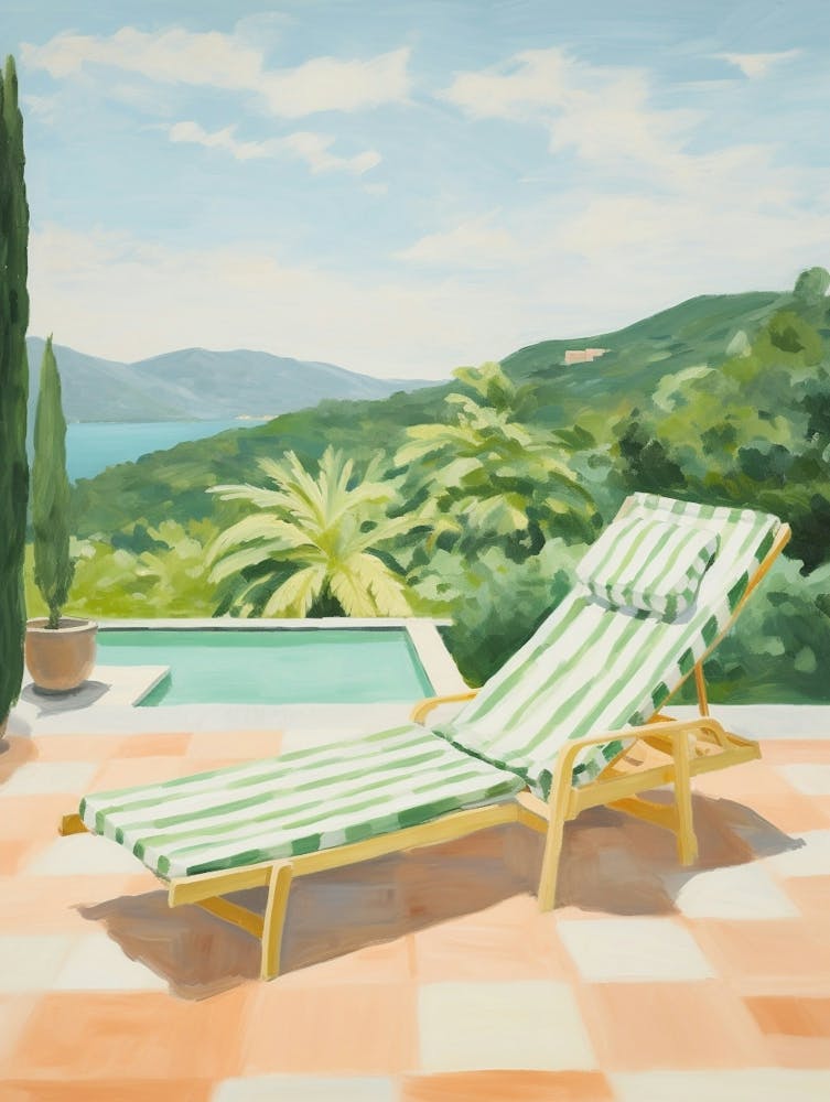 Sun Lounger By The Pool In Barcelona Spain