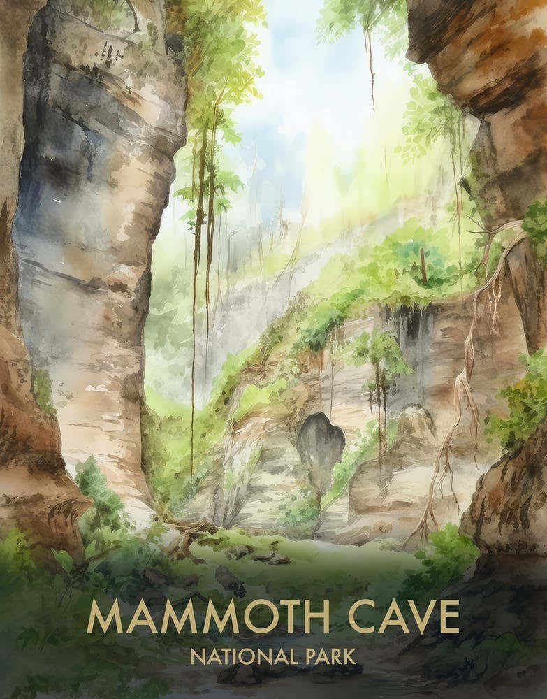 Mammoth Cave National Park Watercolour Vintage Travel Poster 2