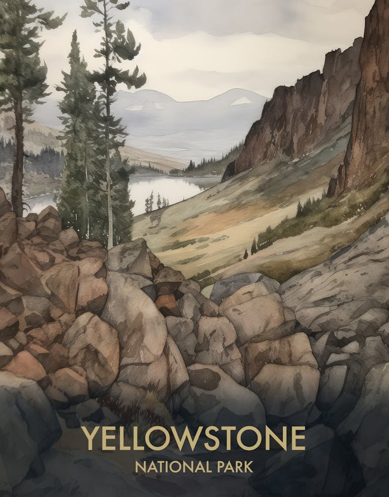 Yellowstone National Park Watercolor Vintage Travel Poster 2