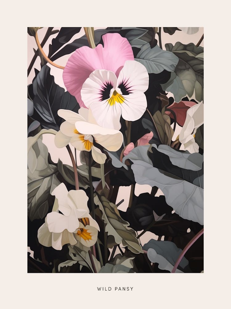Flower Illustration Wild Pansy 2 Poster