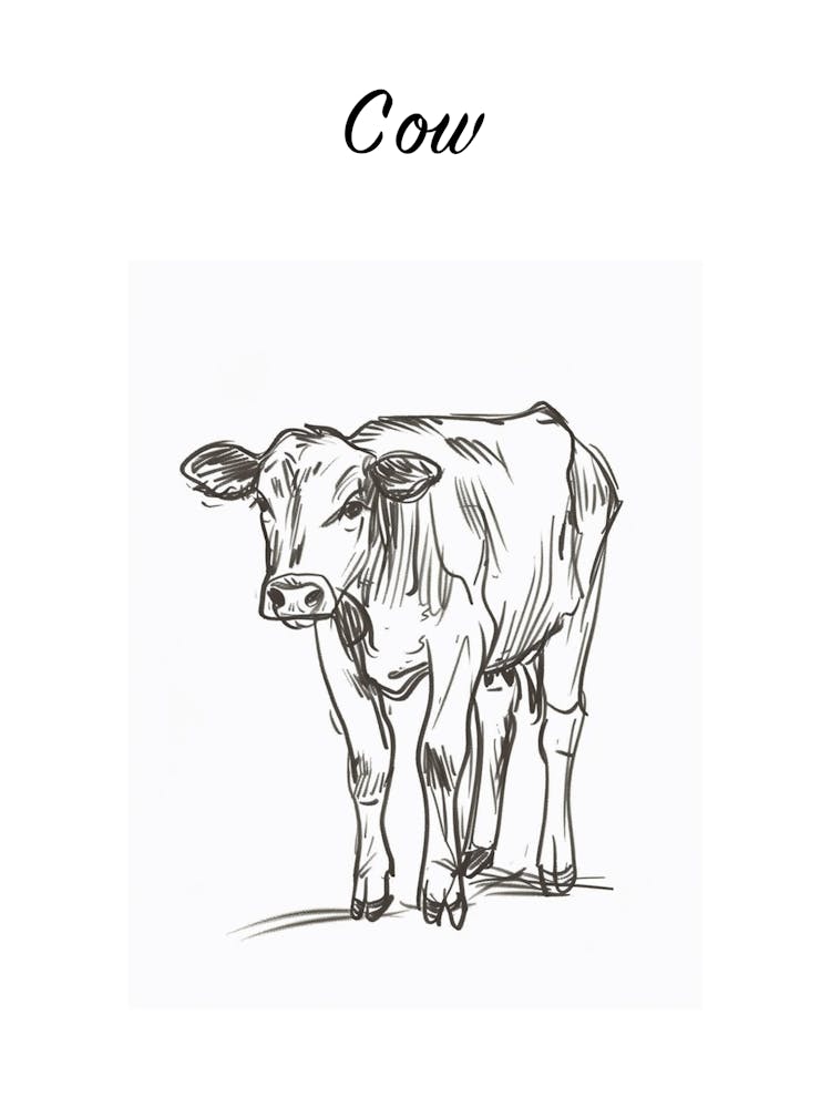 B&W Cow Poster
