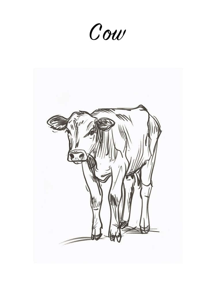 B&W Cow Poster