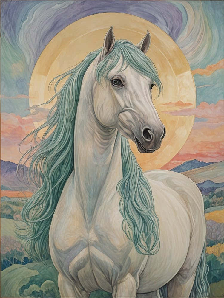White Horse With Blue Mane no1