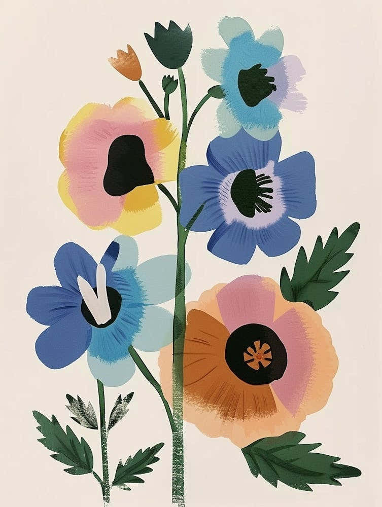 Painted Florals Hollyhock