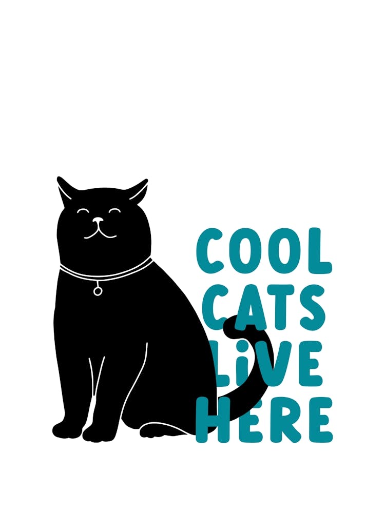 Cool Cat Lives Here Print, Funny Kitten Wall Art, Cat Lady Gift, Trendy Home Decor, Meow Poster