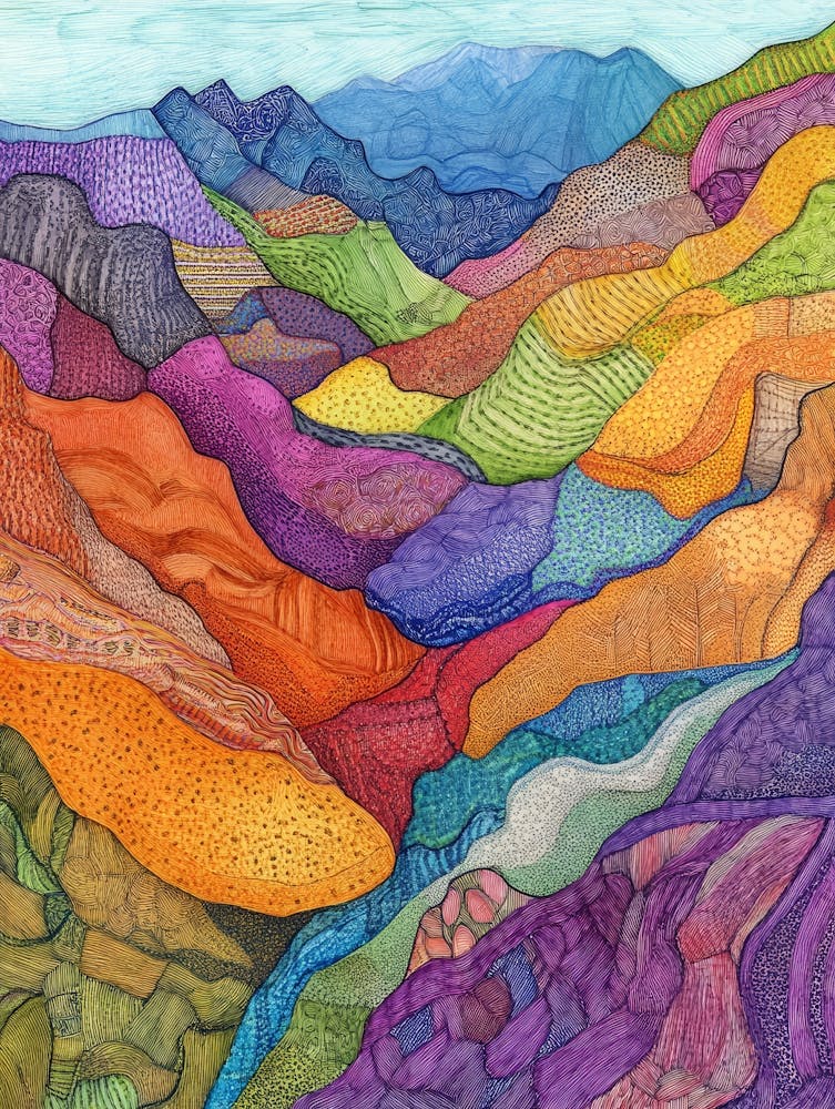 Colourful Mountain Illustration Poster 14