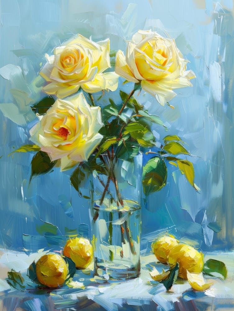 Yellow Roses In A Vase 5