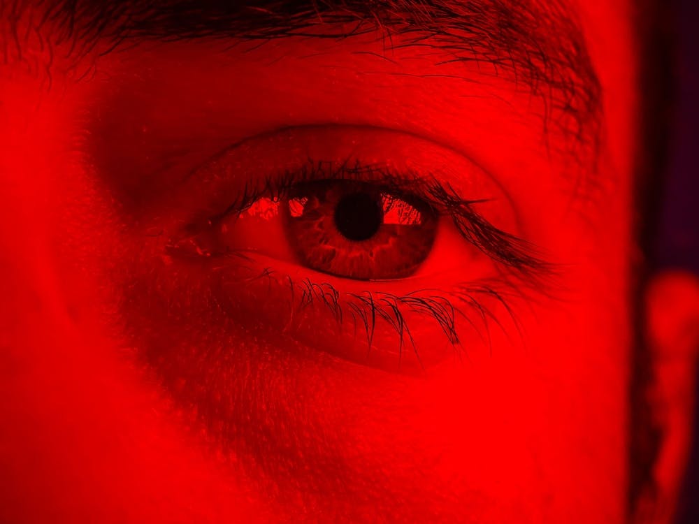 Macro On Man Eye Expressing Serious And Expressionless Expression