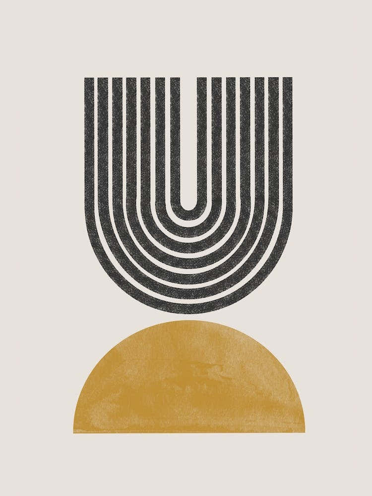 Mid Century Modern Graphic Mustard Yellow Shapes