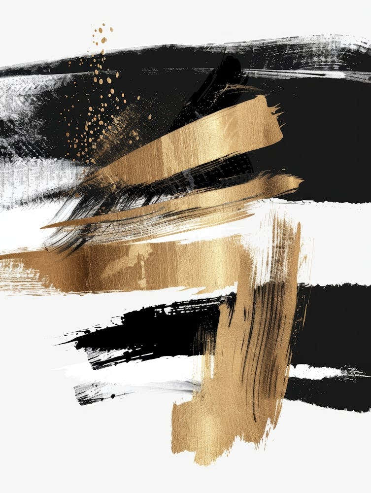 Gold And Black Abstract Painting 47