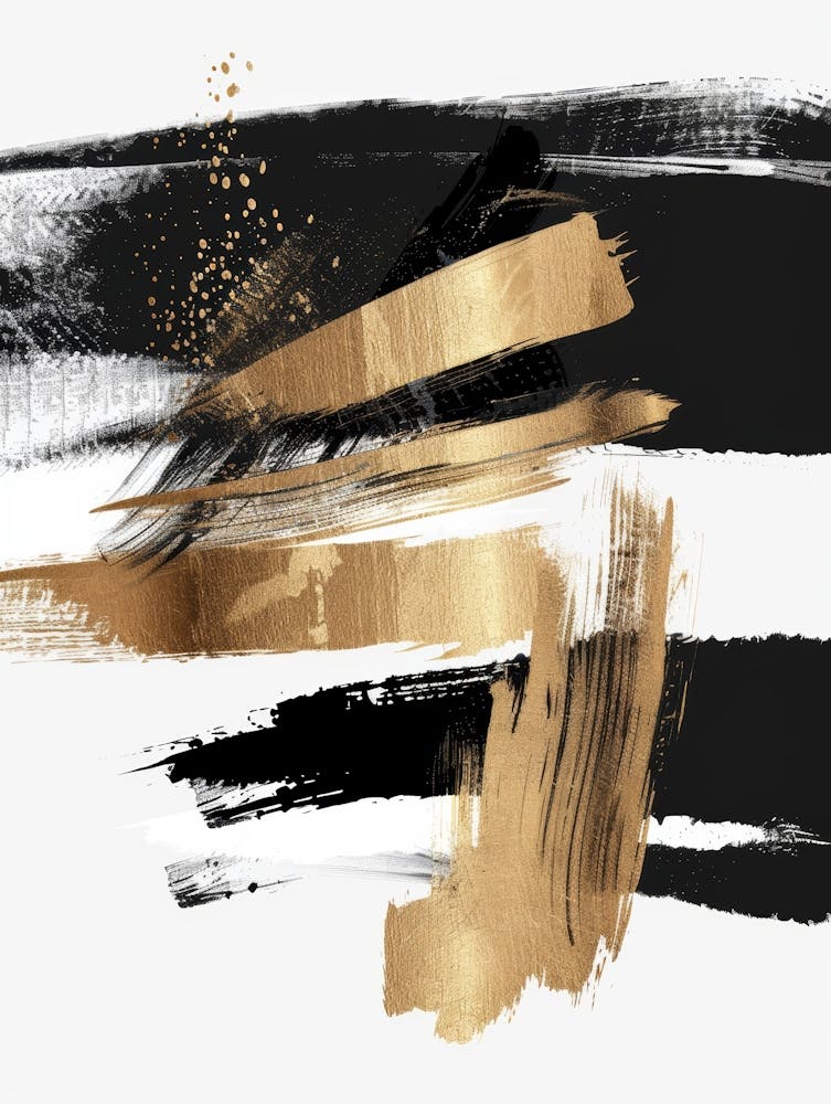 Gold And Black Abstract Painting 47