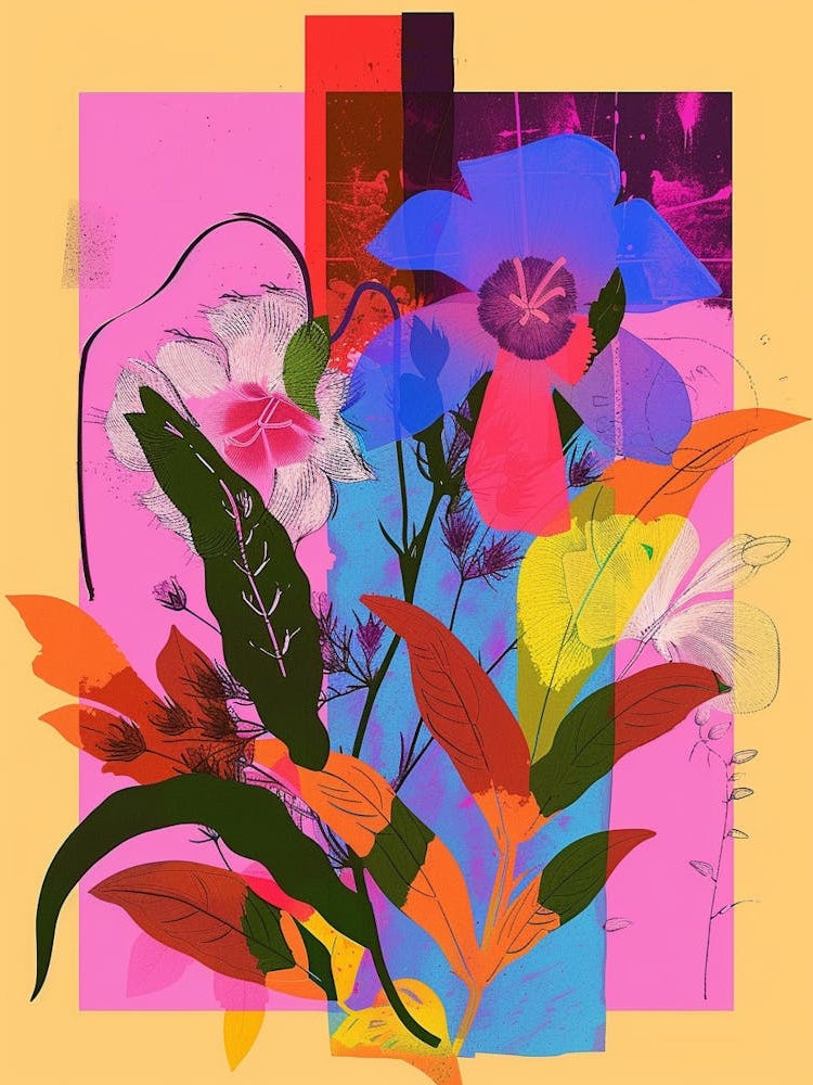 Canterbury Bells 1 Neon Flower Collage