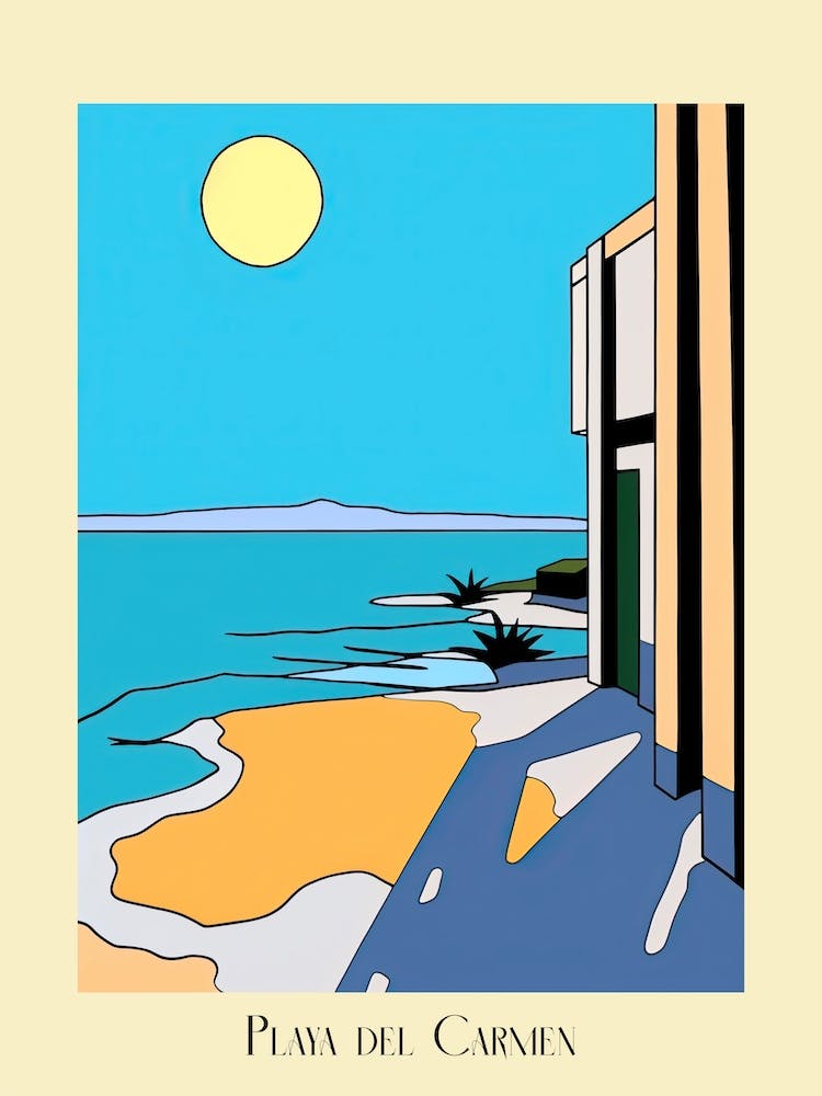 Poster Of Minimal Design Style Of Playa Del Carmen, Mexico 4