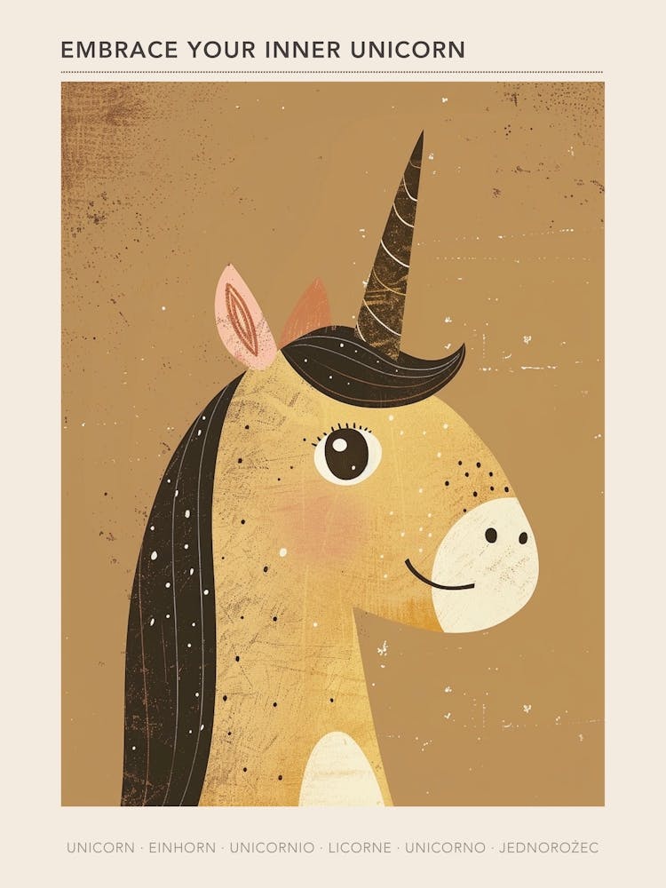Muted Pastel Unicorn Portrait Kids Storybook 4 Poster